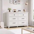 Cassettiera in legno a 6 cassetti con contenitore, comò largo 119,4 cm per camera da letto, soggiorno o ingresso