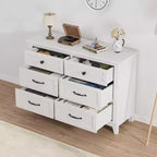 Cassettiera in legno a 6 cassetti con contenitore, comò largo 119,4 cm per camera da letto, soggiorno o ingresso