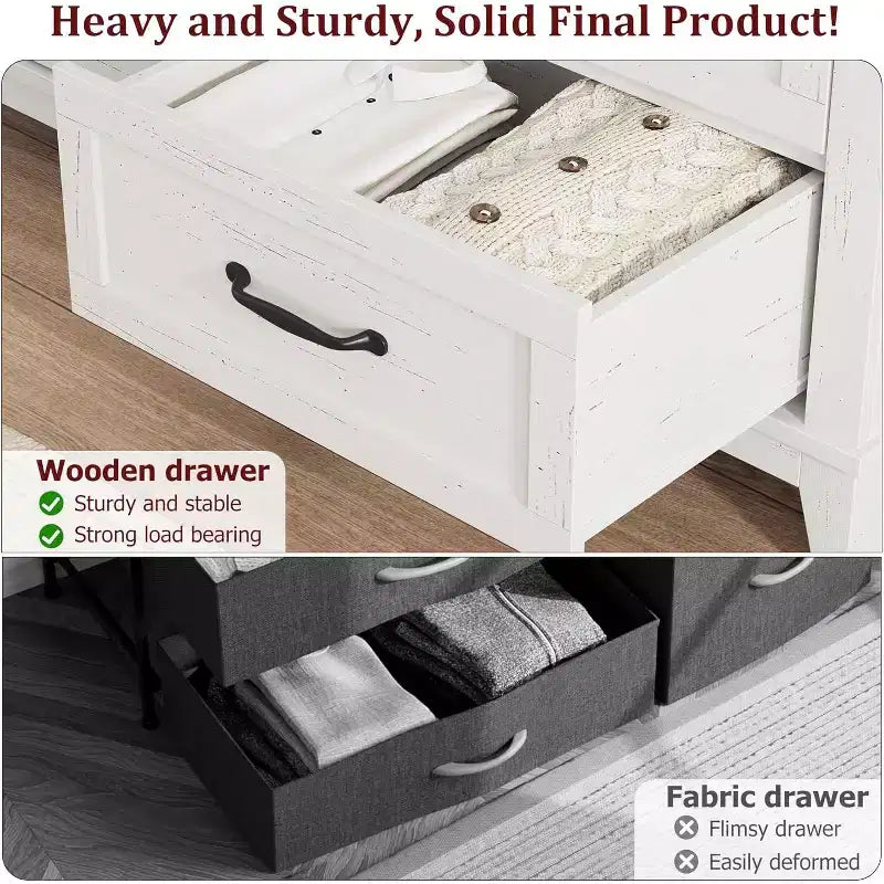 Comò in legno a 6 cassetti con spazio contenitivo, cassettiera larga 120 cm per camera da letto, soggiorno o ingresso