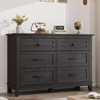 6-Drawer Wooden Dresser with Storage, 119.4 cm Wide Chest of Drawers for Bedroom, Living Room or Entryway