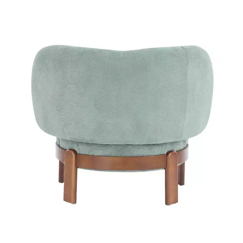 Poltrona Accent Senza Braccioli Mid-Century Moderna con Schienale Alto, Rivestita in Tessuto con Gambe in Legno Massello, 86L x 74P x 74A cm