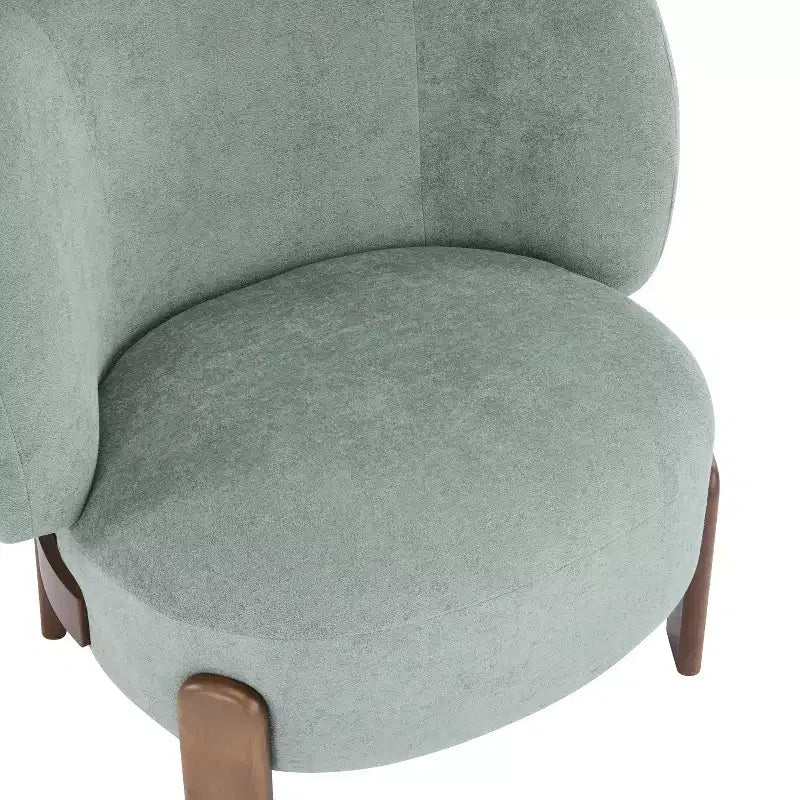 Poltrona Accent Senza Braccioli Mid-Century Moderna con Schienale Alto, Rivestita in Tessuto con Gambe in Legno Massello, 86L x 74P x 74A cm