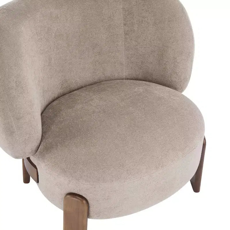 Poltrona Accent Senza Braccioli Mid-Century Moderna con Schienale Alto, Rivestita in Tessuto con Gambe in Legno Massello, 86L x 74P x 74A cm
