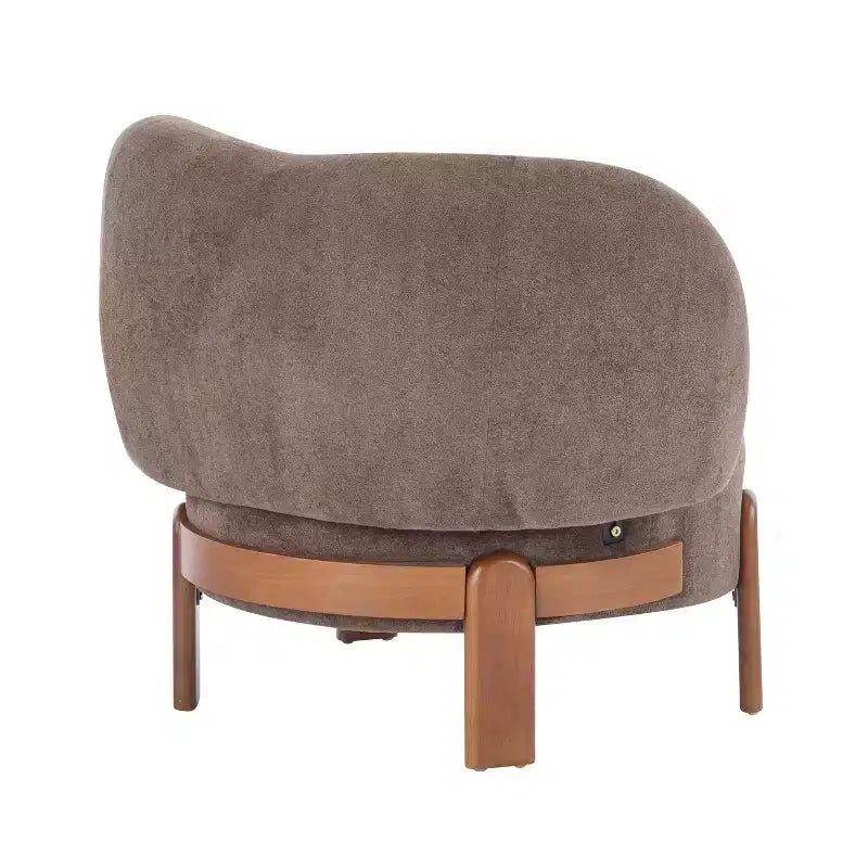 Poltrona Accent Senza Braccioli Mid-Century Moderna con Schienale Alto, Rivestita in Tessuto con Gambe in Legno Massello, 86L x 74P x 74A cm