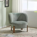 Poltrona d'Appoggio Senza Braccioli Moderna di Metà Secolo con Schienale Alto, Rivestita con Gambe in Legno Massello, 86 cm L × 73,7 cm P × 74 cm A