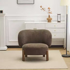 Mid-Century Modern Wingback Armless Accent Chair, Upholstered with Solid Wood Legs, 86 cm W × 73.7 cm D × 74 cm H