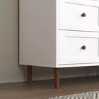 Mobile Contenitore Alto con Ante in Vetro, 10 Ripiani e 6 Cassetti, MDF Bianco, Autoportante, 199.9 cm H × 80 cm L × 39.9 cm P