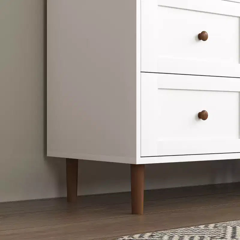 Mobile Contenitore Alto con Ante in Vetro, 10 Ripiani e 6 Cassetti, MDF Bianco, Autoportante, 78,7A x 31,5L x 15,7P pollici