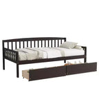 Daybed marrone in pino per materasso di circa 97 × 191 cm con 2 cassetti portaoggetti