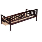 Daybed marrone in pino per materasso di circa 97 × 191 cm con 2 cassetti portaoggetti