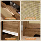 Cassettiera a 10 cassetti con frontali in rattan e telaio in legno