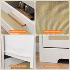 Cassettiera a 10 cassetti con frontali in rattan e telaio in legno