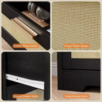 Cassettiera a 10 cassetti con frontali in rattan e telaio in legno