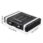 Custodia rack 2U per apparecchiature da 48,3 cm, guscio in ABS con chiusure a farfalla e maniglia per il trasporto, 16 cm H × 57,2 cm L × 61,2 cm P, nero