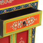 Madia in legno massello di mango con 2 ante e 1 cassetto, finitura multicolore dipinta a mano, 54,1 cm L × 50,3 cm P × 73,9 cm H