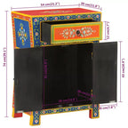 Madia in legno massello di mango con 2 ante e 1 cassetto, finitura multicolore dipinta a mano, 54,1 cm L × 50,3 cm P × 73,9 cm H