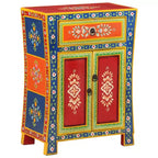 Madia in legno massello di mango con 2 ante e 1 cassetto, finitura multicolore dipinta a mano, 54,1 cm L × 50,3 cm P × 73,9 cm H