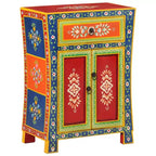 Madia in legno massello di mango con 2 ante e 1 cassetto, finitura multicolore dipinta a mano, 54,1 cm L × 50,3 cm P × 73,9 cm H