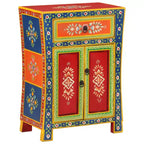 Madia in legno massello di mango con 2 ante e 1 cassetto, finitura multicolore dipinta a mano, 54,1 cm L × 50,3 cm P × 73,9 cm H