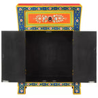Madia in legno massello di mango con 2 ante e 1 cassetto, finitura multicolore dipinta a mano, 54,1 cm L × 50,3 cm P × 73,9 cm H