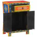Madia in legno massello di mango con 2 ante e 1 cassetto, finitura multicolore dipinta a mano, 54,1 cm L × 50,3 cm P × 73,9 cm H