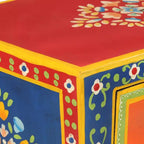 Madia in legno massello di mango con 2 ante e 1 cassetto, finitura multicolore dipinta a mano, 54,1 cm L × 50,3 cm P × 73,9 cm H
