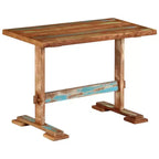 Solid Reclaimed Wood Dining Table, Multicolor Distressed Finish, Trestle Base, 110 cm × 55.1 cm × 78 cm, Seats 2-4