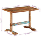 Tavolo da pranzo in legno massello di recupero, finitura anticata multicolore, base a cavalletto, 110 cm × 55,1 cm × 78 cm, per 2-4 persone