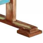 Tavolo da pranzo in legno massello di recupero, finitura anticata multicolore, base a cavalletto, 110 cm × 55,1 cm × 78 cm, per 2-4 persone