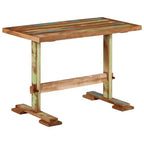 Tavolo da pranzo in legno massello di recupero, finitura anticata multicolore, base a cavalletto, 110 cm × 55,1 cm × 78 cm, per 2-4 persone