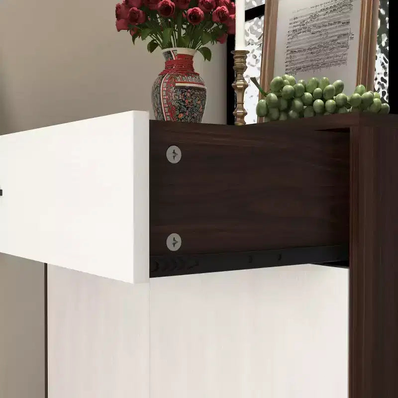 Scarpiera a 4 ripiani con 1 cassetto e 2 ante, ripiani regolabili, mobile contenitore indipendente in MDF per ingresso, 100 A x 80 L x 40 P cm