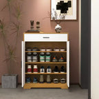 Scarpiera a 4 ripiani con 1 cassetto e 2 ante, ripiani regolabili, mobile contenitore indipendente in MDF per ingresso, 100,1 cm A × 80 cm L × 39,9 cm P