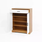 Scarpiera a 4 ripiani con 1 cassetto e 2 ante, ripiani regolabili, mobile contenitore indipendente in MDF per ingresso, 100,1 cm A × 80 cm L × 39,9 cm P