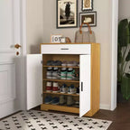 Scarpiera a 4 ripiani con 1 cassetto e 2 ante, ripiani regolabili, mobile contenitore indipendente in MDF per ingresso, 100,1 cm A × 80 cm L × 39,9 cm P