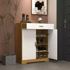 Scarpiera a 4 ripiani con 1 cassetto e 2 ante, ripiani regolabili, mobile contenitore indipendente in MDF per ingresso, 100,1 cm A × 80 cm L × 39,9 cm P