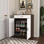 Scarpiera a 4 ripiani con 1 cassetto e 2 ante, ripiani regolabili, mobile contenitore indipendente in MDF per ingresso, 100,1 cm A × 80 cm L × 39,9 cm P