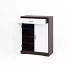 Scarpiera a 4 ripiani con 1 cassetto e 2 ante, ripiani regolabili, mobile contenitore indipendente in MDF per ingresso, 100,1 cm A × 80 cm L × 39,9 cm P