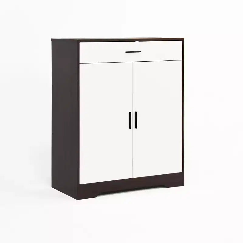Scarpiera a 4 ripiani con 1 cassetto e 2 ante, ripiani regolabili, mobile contenitore indipendente in MDF per ingresso, 100 A x 80 L x 40 P cm