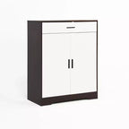 Scarpiera a 4 ripiani con 1 cassetto e 2 ante, ripiani regolabili, mobile contenitore indipendente in MDF per ingresso, 100,1 cm A × 80 cm L × 39,9 cm P