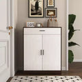 Scarpiera a 4 ripiani con 1 cassetto e 2 ante, ripiani regolabili, mobile contenitore indipendente in MDF per ingresso, 100 A x 80 L x 40 P cm