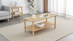 2-Tier Rectangular Coffee Table with Open Storage Shelf