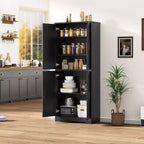 177.8 cm Tall Freestanding Pantry Cabinet with 4 Doors and Adjustable Shelves