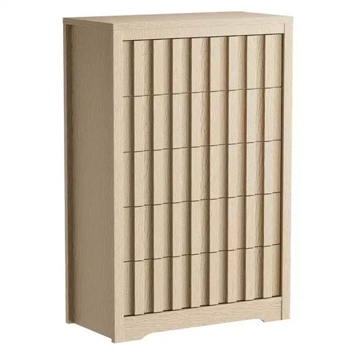 5-Drawer Mid-Century Dresser with Fluted Front and Anti-Tip Kit