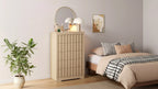 Cassettiera a 5 cassetti in stile Mid-Century con frontale scanalato e kit antiribaltamento