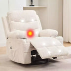 Manual Recliner Chair with 360 Swivel, Massage, Heat and Cup Holder