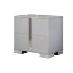 Comodino a Specchio con 2 Cassetti e Gambe in Metallo