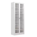 182.9 cm Tall Metal Kitchen Pantry Cabinet with Glass Doors and Adjustable Shelves, Freestanding Storage for Kitchen, Pantry or Bathroom, White