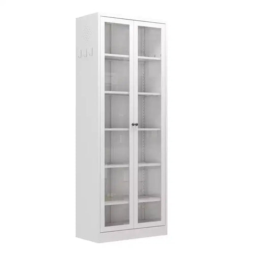 182.9 cm Tall Metal Kitchen Pantry Cabinet with Glass Doors and Adjustable Shelves, Freestanding Storage for Kitchen, Pantry or Bathroom, White