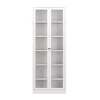Dispensa alta 182,9 cm in metallo con ante in vetro e ripiani regolabili, mobiletto indipendente per cucina, dispensa o bagno, bianco