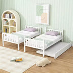 Letto a Castello in Legno per Due ca. 97 × 191 cm Materassi con Letto Estraibile